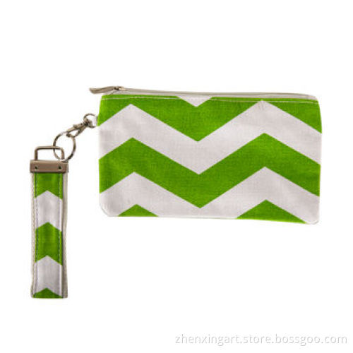 Chevron coin purse with key ring